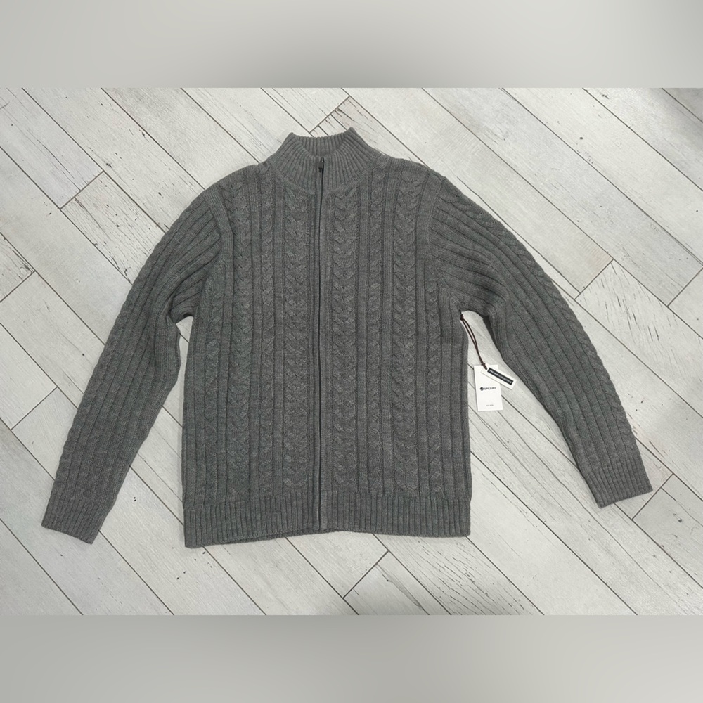 premium Collection Sperry Men's Gray Zip-Up Sweater